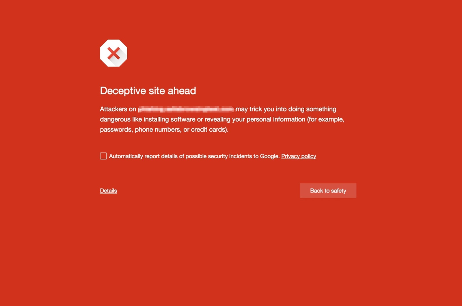 warning screen
