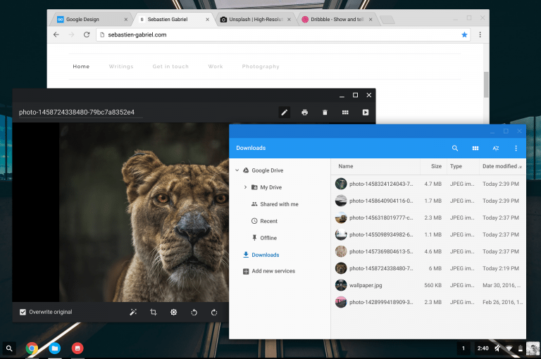 material design on chrome os