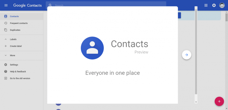 New Google Contacts Web with Material Design