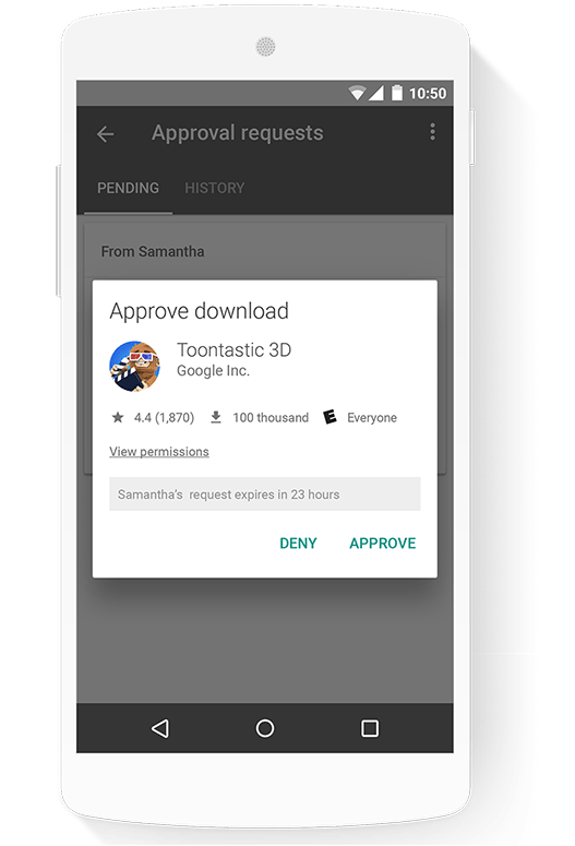 Manage apps family link