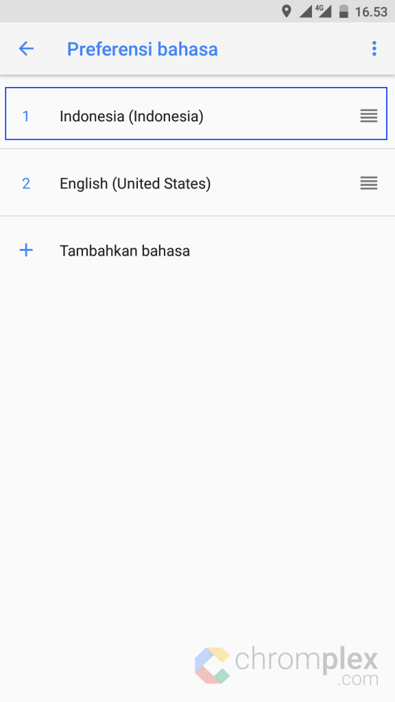 Pengaturan Bahasa Indonesia