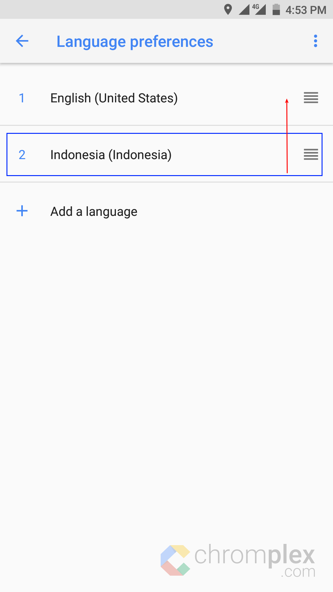 Pengaturan Bahasa Inggris